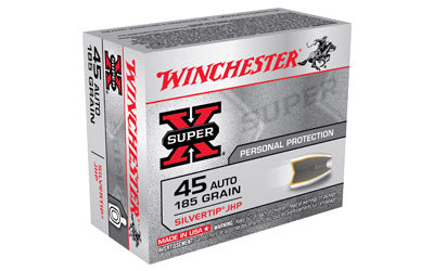 Winchester Super-X, 45ACP, 185 Grain, Silvertip Hollow Point, 20 Round Box X45ASHP2