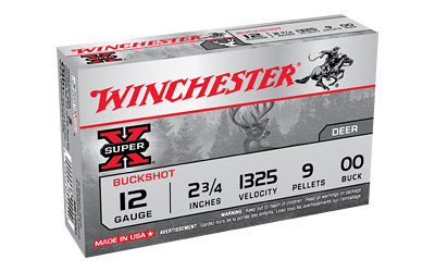 Winchester Super-X, 12 Gauge, 2.75", 00 Buck, Buckshot, 9 Pellets,5 Round Box XB1200