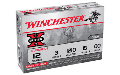 Winchester Super-X, 12 Gauge, 3", 00 Buck, Buckshot, 15 Pellets,5 Round Box XB12300