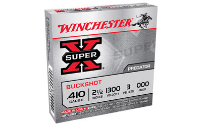 Winchester Super-X, 410 Gauge, 2.5", Buckshot, 3 Pellets,5 Round Box XB41000