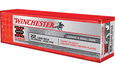 Winchester High Velocity, 22LR, 40 Grain, Plated Hollow Point, 100 Round Box XHV22LR