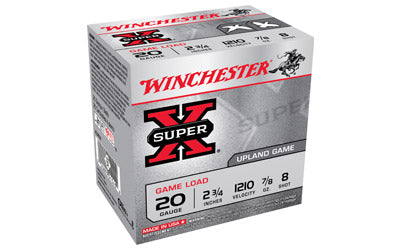 Winchester Super-X, 20 Gauge, 2.75", #8.5, 2.5 Dram, 0.875oz, Shotshell, 25 Round Box XU208