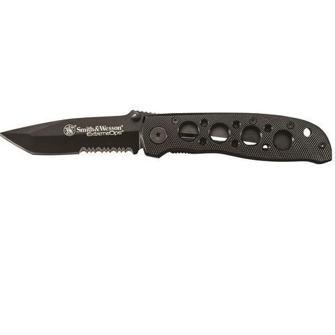 S&W Extreme Ops 4.1" Black Tanto-40 Percent Serrated Blade