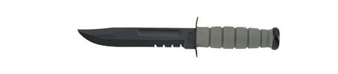 Ka-Bar Fighitng Knife Green Kraton Handle Serrated Edge
