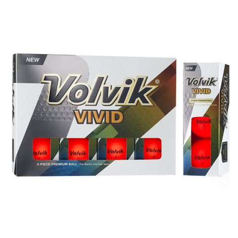Volvik Vivid 3 Pc Golf Balls - Matte Red