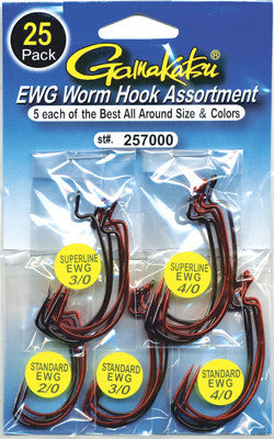 Gamakatsu Extra Wide Gap Worm Hook Assortment 25 Pack 257000