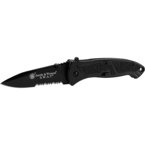 Smith & Wesson Swat Med Ma Black Serrated Knife Pocket Clip
