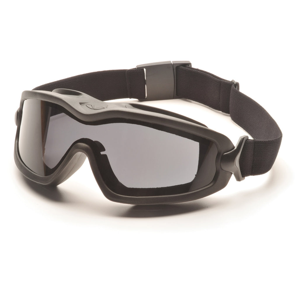 Pyramex V2G-Plus Goggles Black Strap/Gray Dual AF Lens